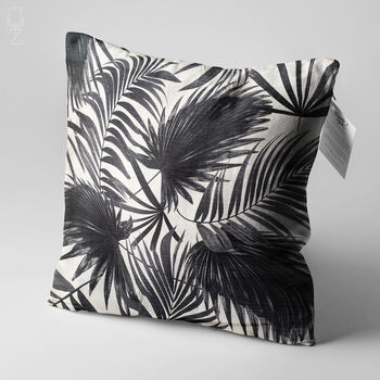 Tropical Black And White Leaves Cushion Cover, 3 of 7