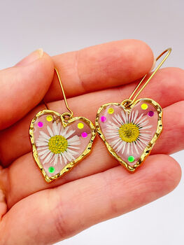 Heart Necklace With Real Daisy In Gold Or Silver, 4 of 10