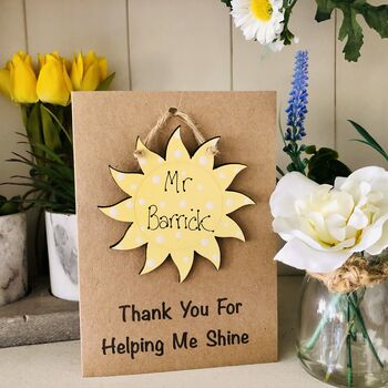 Personalised Teacher Thank You Wooden Sunshine Card, 8 of 8
