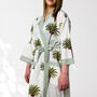 Palm Tree Print Cotton Dressing Gown Kimono, thumbnail 1 of 9