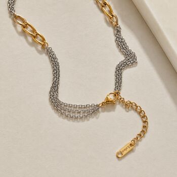 Two Tone Chain Necklace – Gold And Silver Layered Necklace, Waterproof Stainless Steel Mixed Metal Chain, Adjustable Everyday Stacking Necklace, 4 of 12