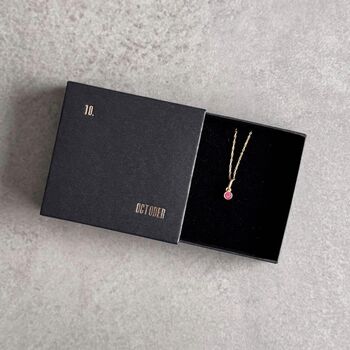 October Birthstone Pink Tourmaline Gold Plated Necklace, 4 of 12