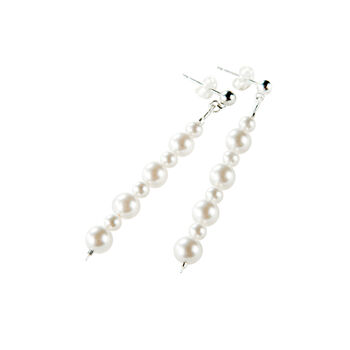 Swarovski Pearl Long Wedding Earrings, 2 of 3