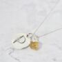 Citrine Floral Initial November Birthstone Necklace, thumbnail 1 of 4