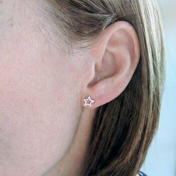 Sterling Silver Cut Out Star Earrings, 2 of 6