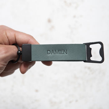 Personalised Leather Bottle Opener Keyring Gift For Dad, 5 of 7