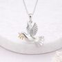 Personalised Sterling Silver Dove Pendant With Gold Olive Branch, thumbnail 4 of 11
