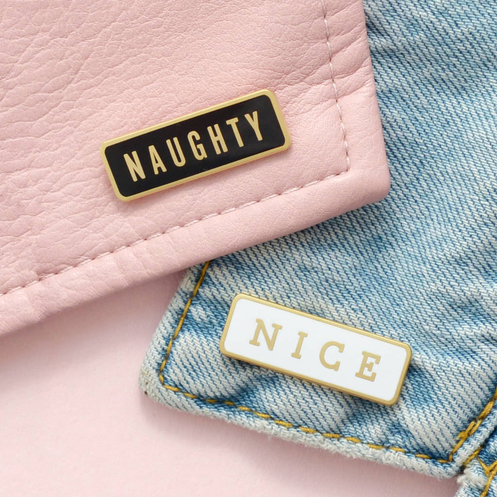 Naughtynice Enamel Pin Set By Alphabet Bags