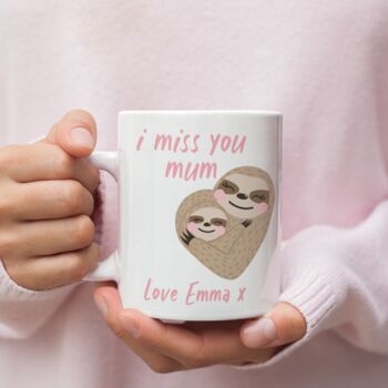 Miss You Mum Personalised Sloth Mug, 2 of 2