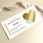 Personalised Theatre Ticket Scratch Card: Theatre Masks And Gold Heart Design, thumbnail 5 of 7