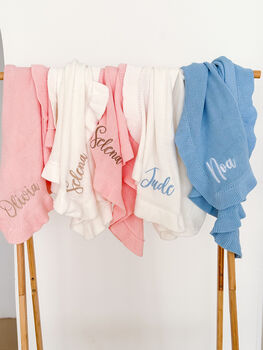 She's Here Embroidered New Baby Long Sleeve Knitted Romper, 11 of 12