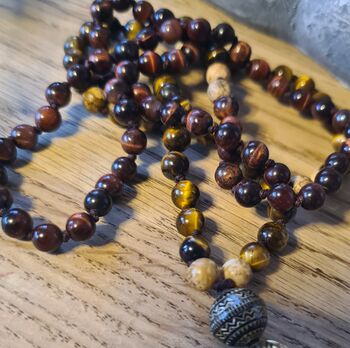Tigers Eye Crystal Mala Bead Necklace With Tassel, 6 of 11