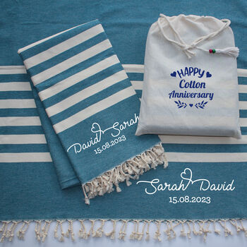 Personalised Towel Set, Cotton Anniversary Gift Set, 3 of 4