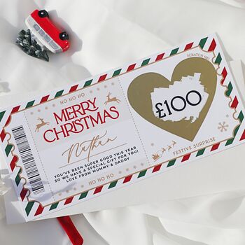 Christmas Scratch Reveal Ticket Personalised Surprise Gift Reveal Mum Spa Day Gift For Her Nan Daughter, 3 of 12