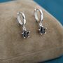 Sterling Silver Black Cz Star Huggie Hoop Earrings, thumbnail 7 of 12