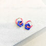 Retro Daisy Flower Enamel Huggie Hoop Earrings, thumbnail 1 of 3