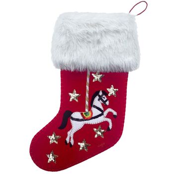 Carousel Horse Sequin Christmas Stocking, 2 of 3