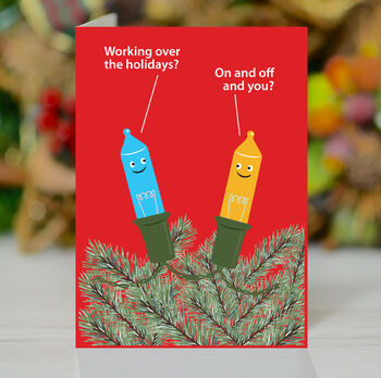 'Working Over The Holidays' Funny Christmas Card, 2 of 3