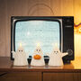 Set Of Three Halloween Ghost Tru Glow Pillar Candles, thumbnail 2 of 4