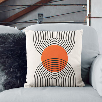 Bauhaus Geometric Abstract Lumbar Cushion Cover In Orange And Black, 8 of 12