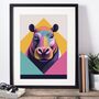 Graphic Hippopotamus Illustration Art Print, thumbnail 3 of 4