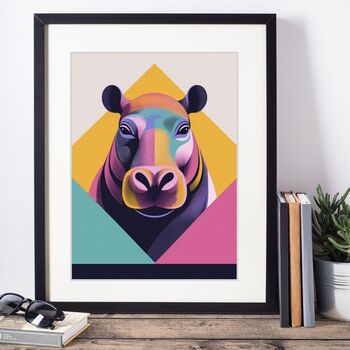 Graphic Hippopotamus Illustration Art Print, 3 of 4