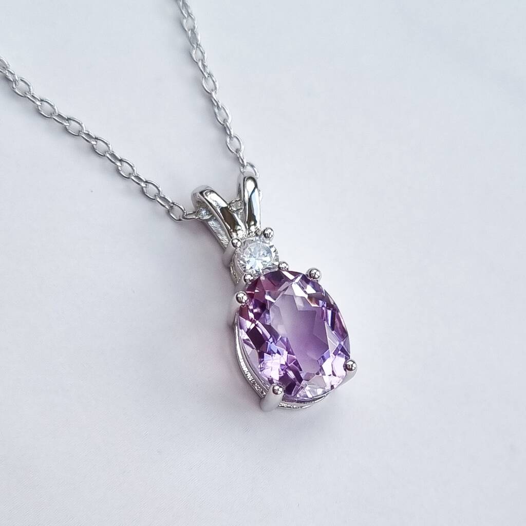Lavender Amethyst Pendant Necklace In Sterling Silver, 1 of 9