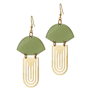 Personalised Art Deco Acrylic And Brass Earrings, 8 of 11