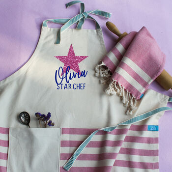 Personalised Cotton Apron Tea Towels, Gift For Her, 4 of 12
