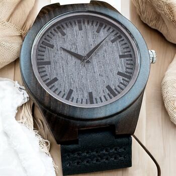 Personalised Walnut Wooden Watch Custom Engraved Groomsmen Gift, 2 of 9