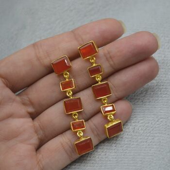 Orange Carnelian Earrings Or Aqua Chalcedony Earrings, 10 of 12