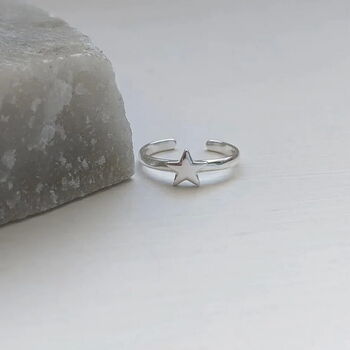 Adjustable Sterling Silver Star Toe Ring, 3 of 9