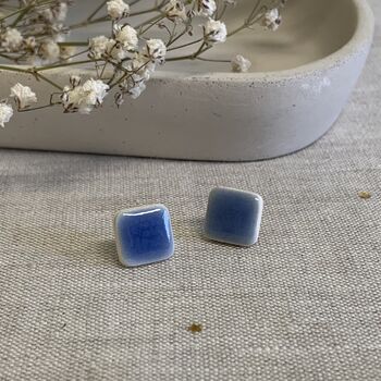 Blue Square Ceramic Earrings, 2 of 8