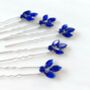 Five Royal Blue Crystal Hair Pins, thumbnail 1 of 2