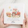Personalised Red Tractor 2nd Birthday Card For Son, thumbnail 1 of 7