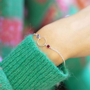 Mother And Two Children Circle Birthstone Bracelet, 5 of 8