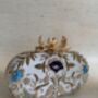 Flower Clasp Oval Off White Clutch, thumbnail 5 of 9