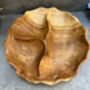 30cm Handcrafted Teak Wooden Triple Fruit Nuts Bowl, thumbnail 8 of 12