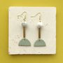 Textured Clay And Brass Half Moon Earrings, thumbnail 3 of 4