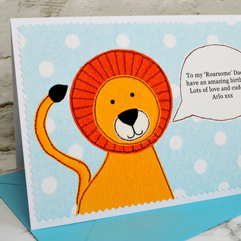 'Lion' Personalised Birthday Card From Children, 2 of 3