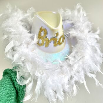 Bride To Be Feather Boa Cowboy Hat, 7 of 7