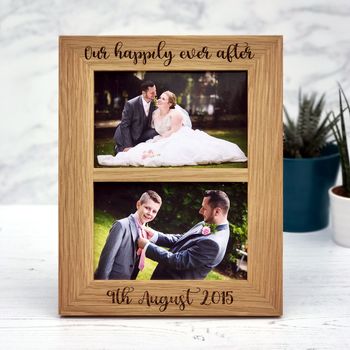 Personalised Double Solid Oak Photo Frame, 3 of 4