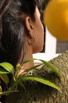 18 K Gold Heart Hoop Earrings, 9 of 10