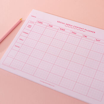 Pink Grid Social Media Weekly A4 Planner Pad, 8 of 8