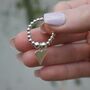 Sterling Silver Ball Bead Ring With Heart Charm, thumbnail 1 of 6