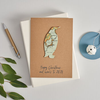 Personalised Map Penguin Christmas Card, 4 of 5
