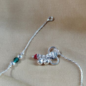 Sterling Silver Colourful Beaded Payal Anklet, 4 of 5