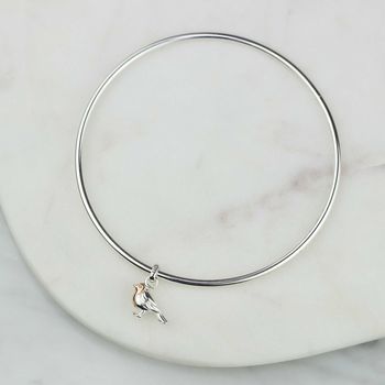 Solid Silver Robin Bangle, 4 of 6