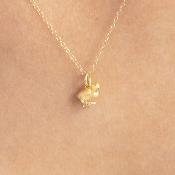 Tiny Yellow Gold Plated Duckling Necklace, 3 of 12