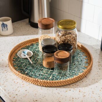 Boho Carbis Rattan Tray – Handmade Eco Friendly Home Decor, 2 of 5